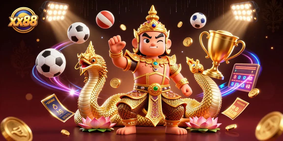 Betting excitement at xx88's vibrant sports scene with energetic characters and dynamic elements