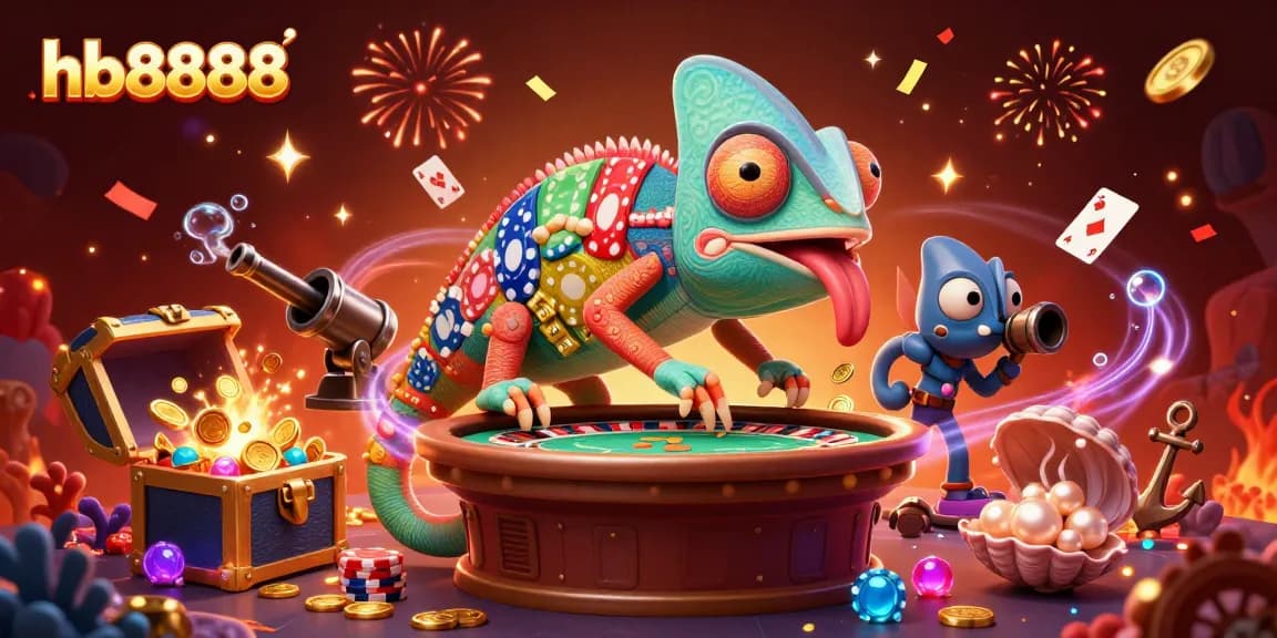 Experience thrilling gameplay with hb8888 and vibrant casino elements in a dynamic 3D illustration.