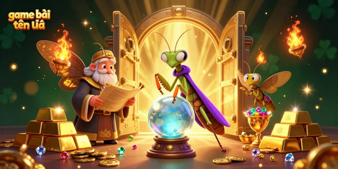 Engage in thrilling game bài tiến lên with fortune teller and magical elements in a vibrant casino scene.