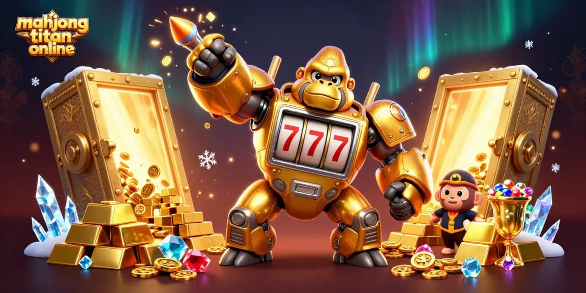 Engage in competitive play with Mahjong Titan online as a dynamic casino game featuring a golden gorilla mech.