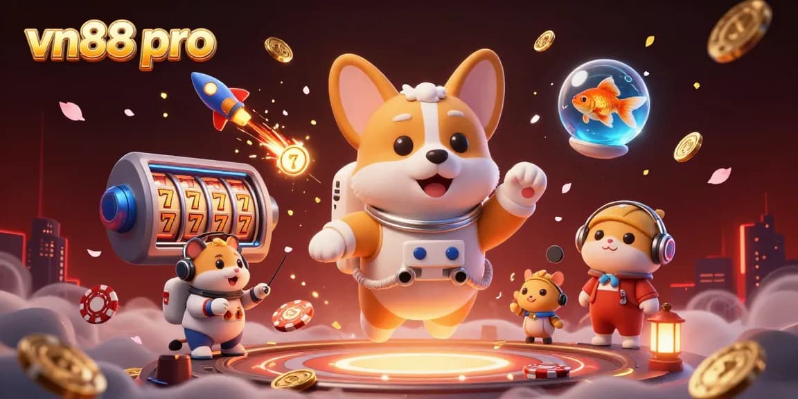 Win big with VN88 pro at a vibrant virtual casino adventure featuring playful characters.