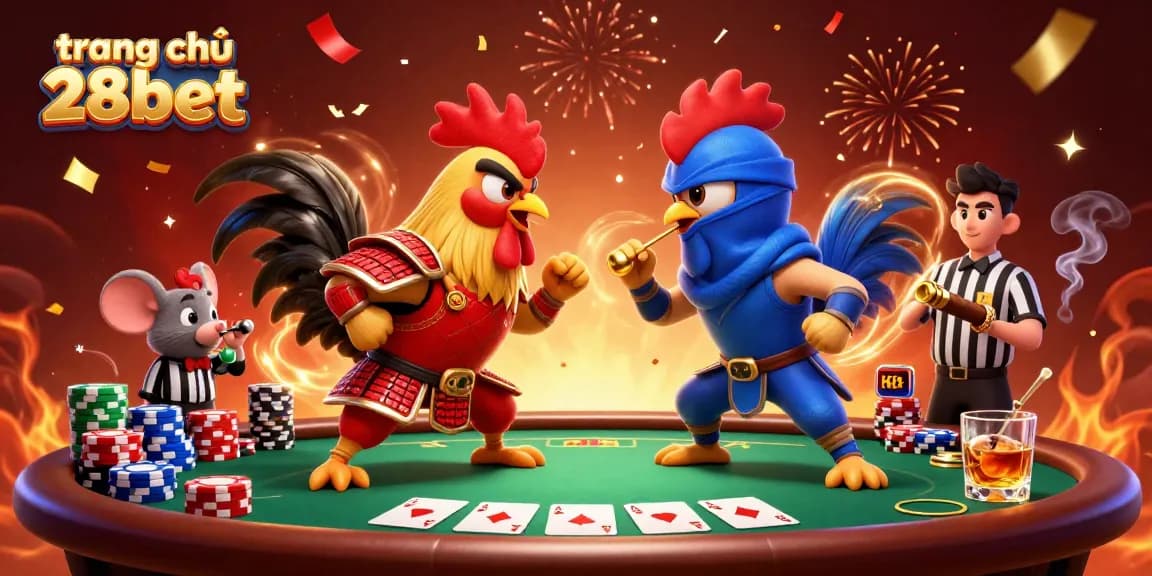 Experience thrilling battles on trang chủ 28bet with 3D fighting roosters and poker excitement.