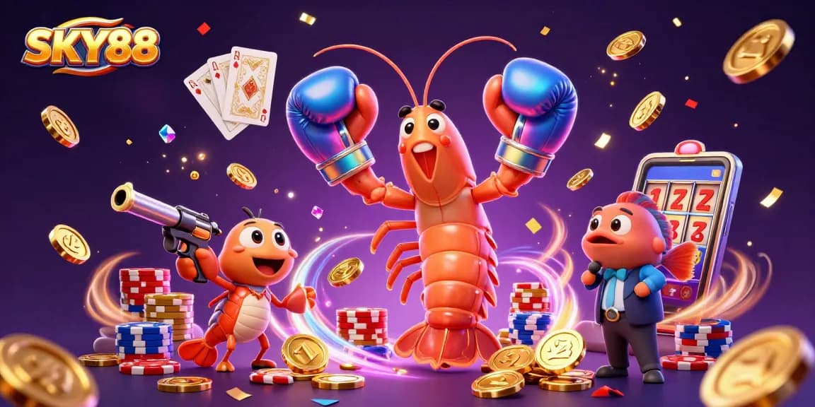 Engage in SKY88's thrilling casino action with vibrant characters and dynamic gaming elements.