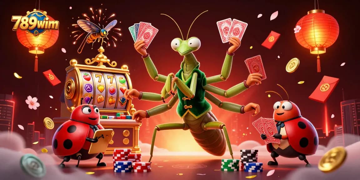 Engage with the thrilling excitement of 789wim's casino scene featuring vibrant characters and dynamic game elements.