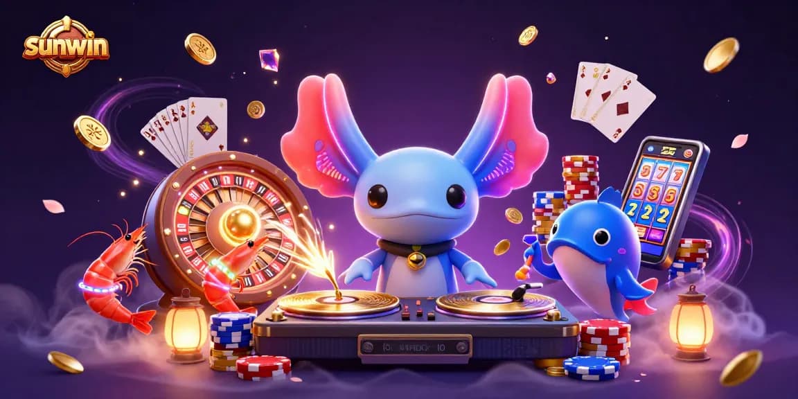 Experience casino excitement with sunwin's vibrant illustration featuring dynamic gaming elements.