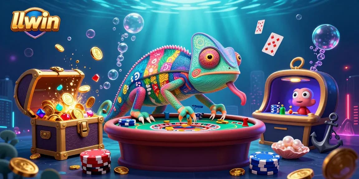 Play exciting games at llwin with a vibrant 3D casino illustration featuring captivating characters and dynamic elements.
