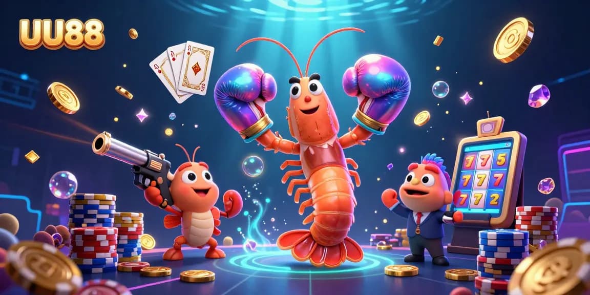 Engage with UU88's thrilling 3D casino scene featuring vibrant characters and dynamic game elements.