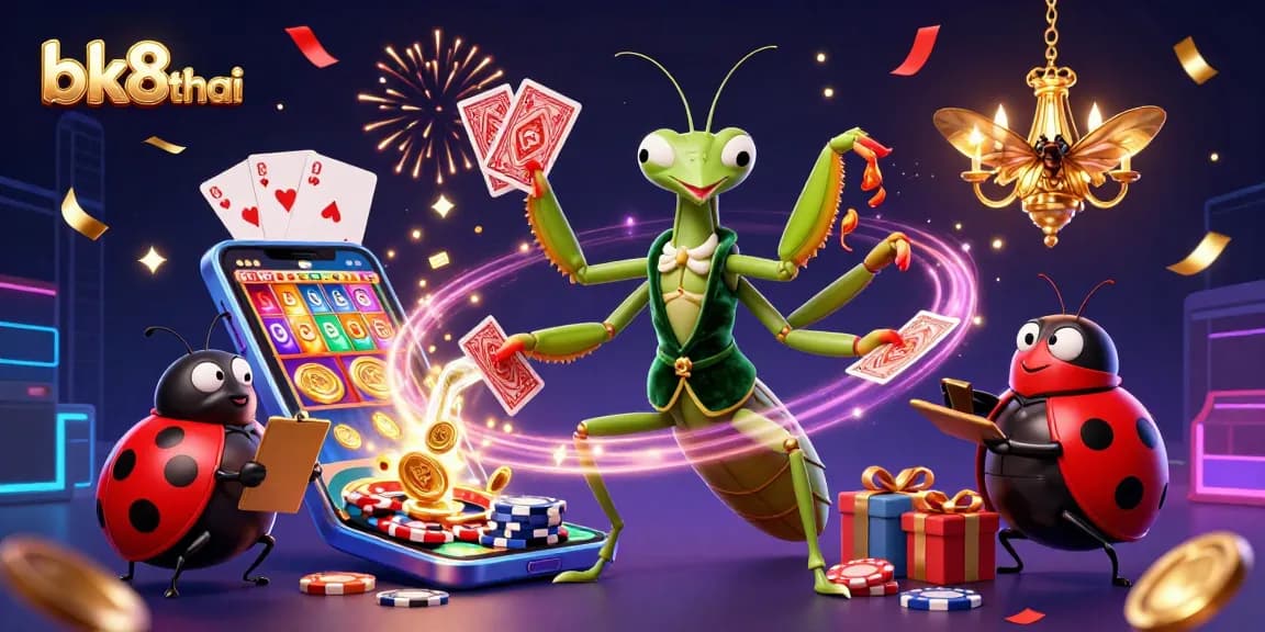 Experience the thrilling world of bk8thai with a vibrant casino-themed 3D illustration.