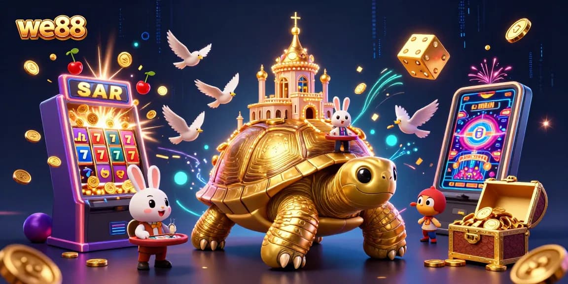 Engage with we88's thrilling casino experience featuring vibrant slot machines and golden prizes.