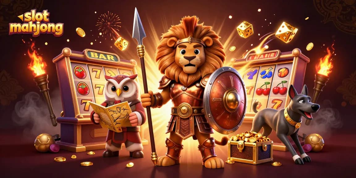 Experience the thrilling gameplay of slot mahjong with vibrant characters, golden jackpot, and casino excitement.