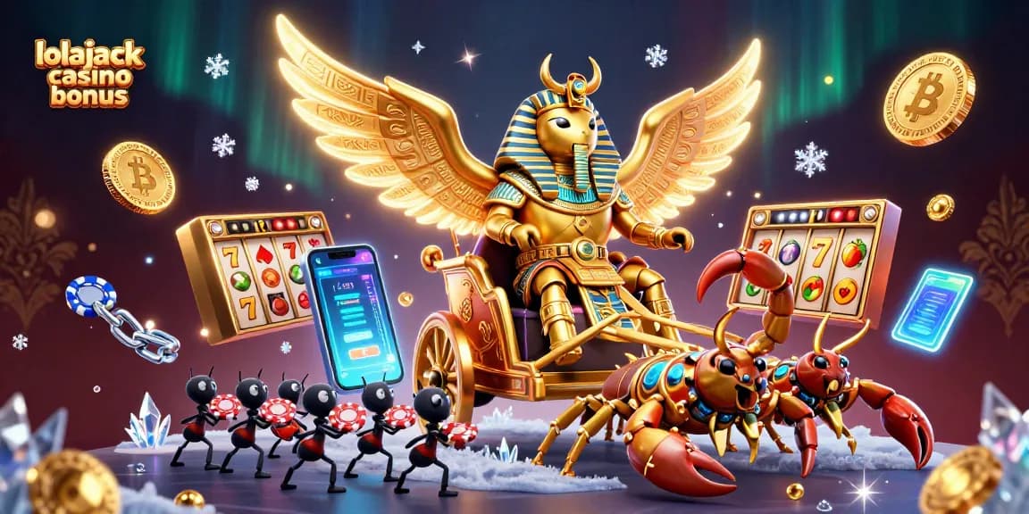 Experience the thrilling lolajack casino bonus through vibrant slots with engaging characters in a dynamic 3D illustration.
