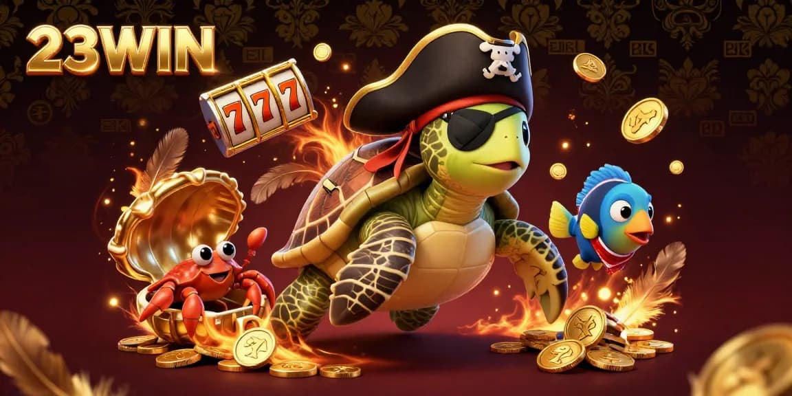 Engage in winning slots action with 23WIN's vibrant pirate-themed casino treasure hunt.
