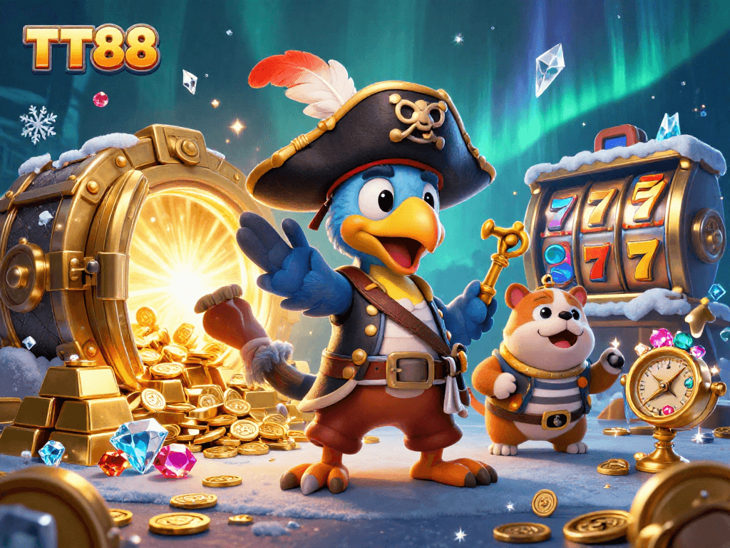 Engage with TT88's gaming paradise featuring a vibrant pirate theme and treasures.