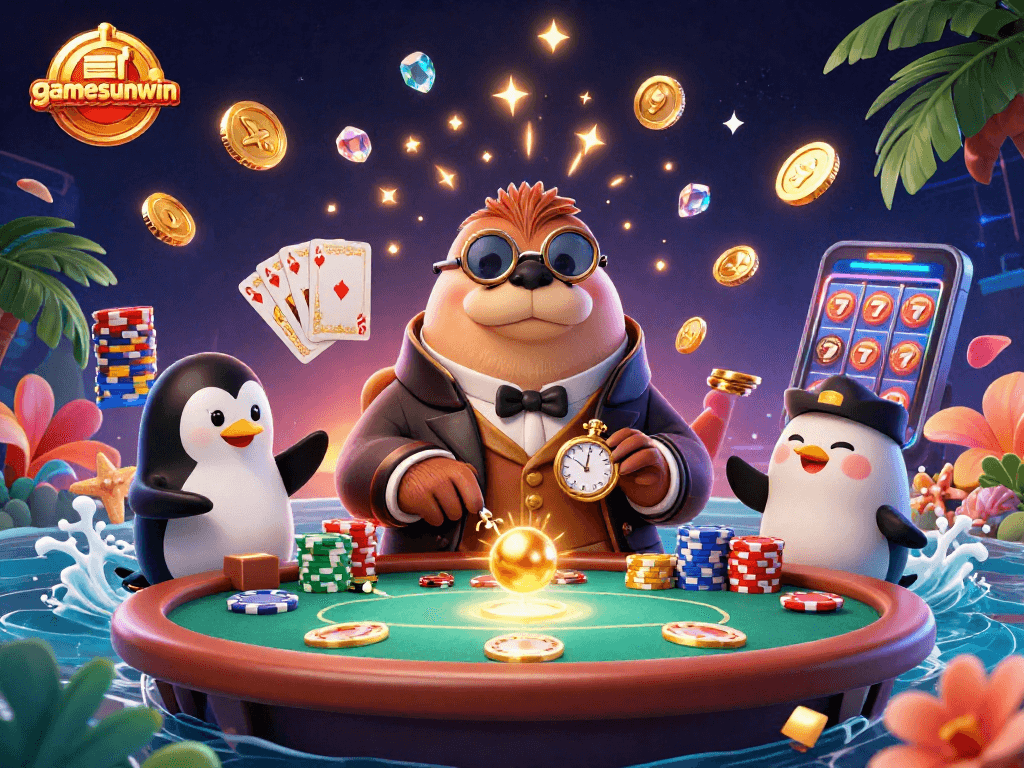 Experience winning strategies at gamesunwin with thrilling underwater poker action featuring a walrus and friends.