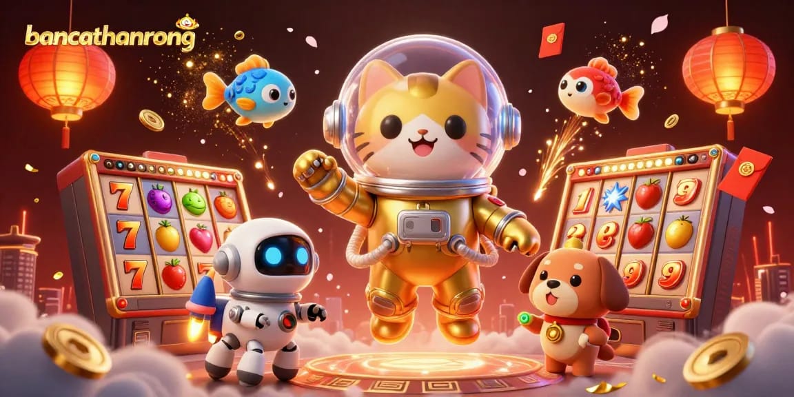 Engage in exciting gameplay with bancathanrong amidst vibrant casino scenes featuring slots and festive elements.