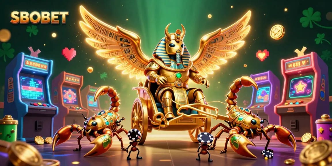 SBOBET brings a vibrant gaming experience with dazzling characters and gaming elements in a thrilling casino scene.