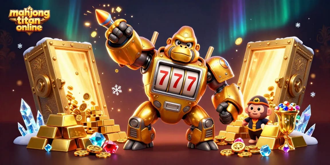 Engage in competitive play with Mahjong Titan online as a dynamic casino game featuring a golden gorilla mech.