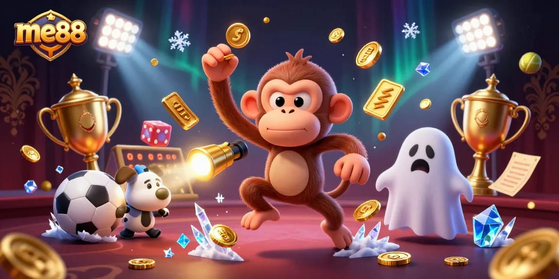 Experience thrilling gameplay at me88, where mischievous characters clash amidst golden treasures in a dynamic casino.