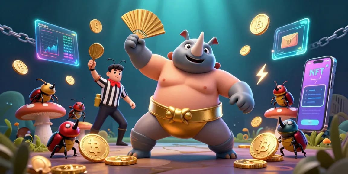Experience the excitement of 7m online gaming with dynamic crypto-themed artwork featuring colorful characters.