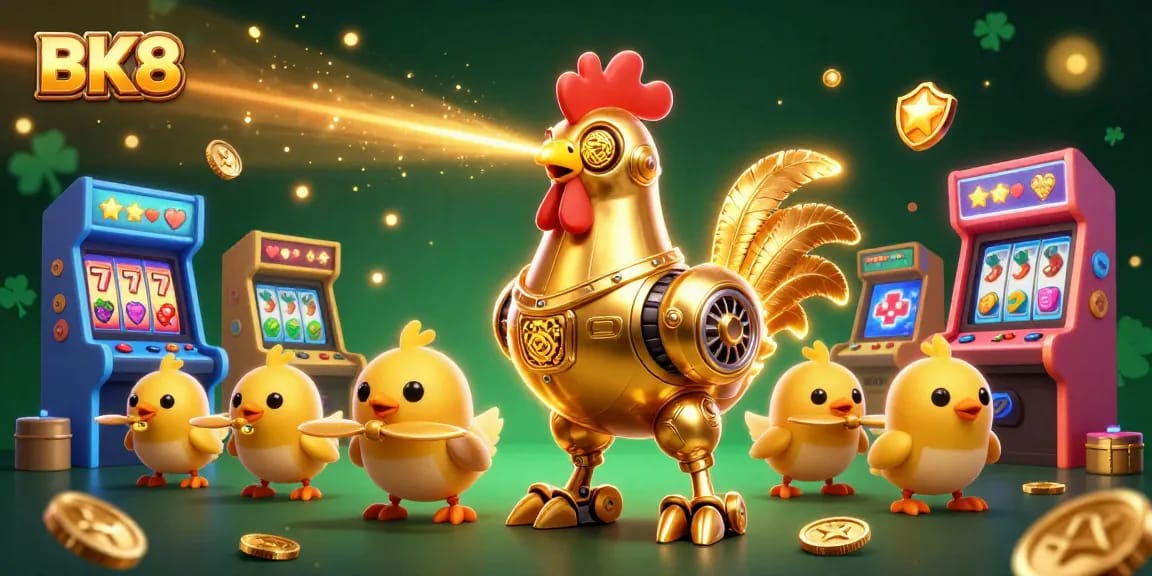 Experience the thrill of BK8's online gaming with vibrant characters and casino elements in action.