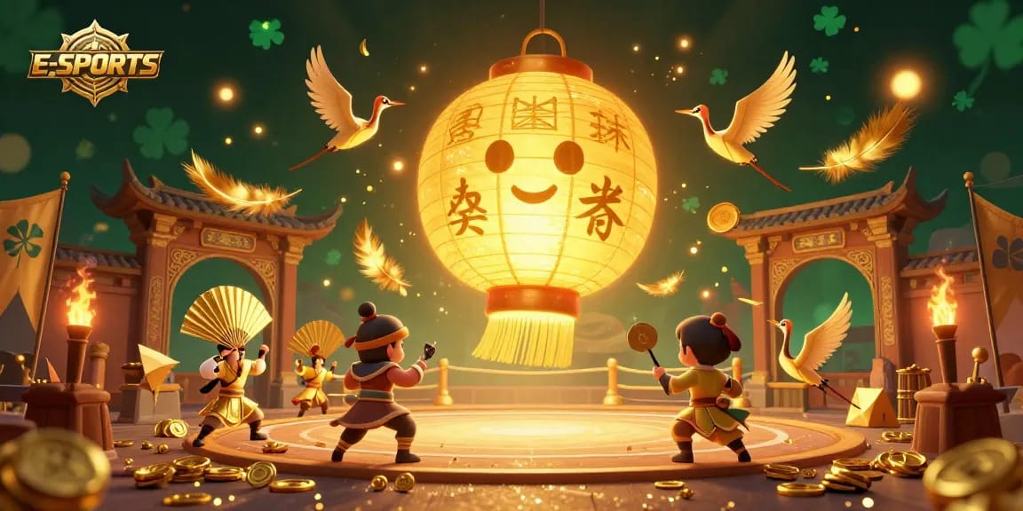 E-SPORTS visualization featuring a vibrant Asian night market casino and dynamic characters engaged in thrilling action.