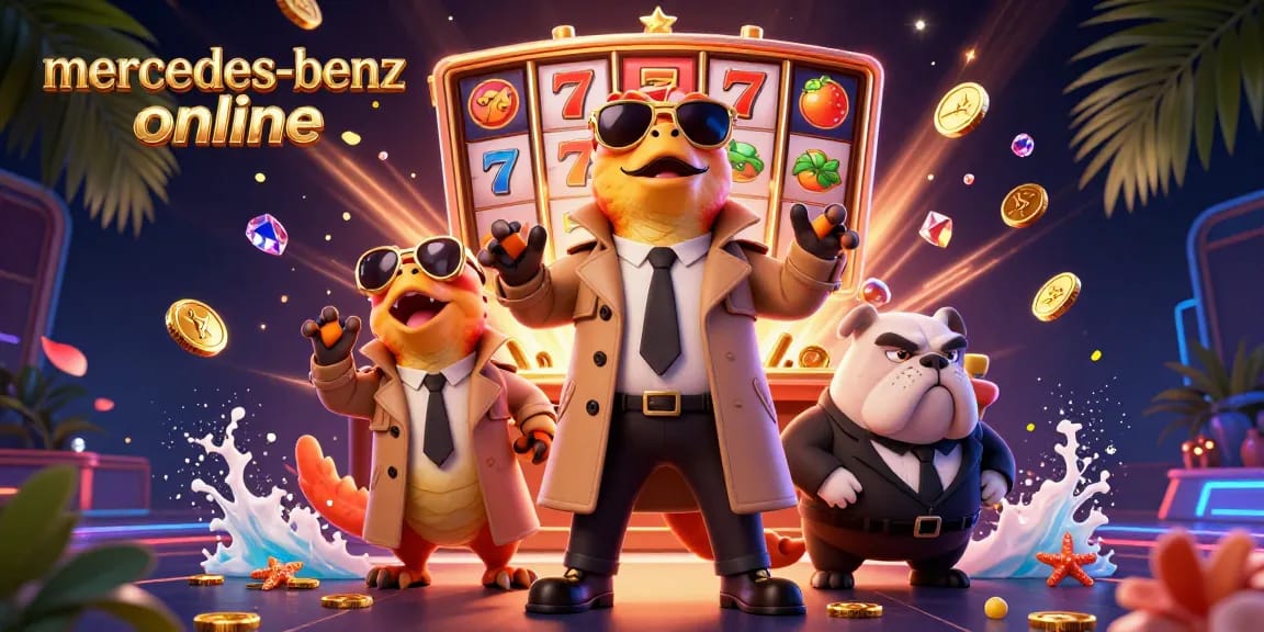 Engage with mercedes-benz online through a vibrant 3D illustration showcasing thrilling casino elements.