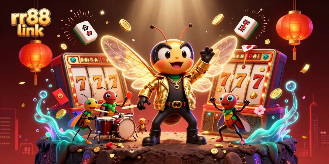 Experience the excitement of the rr88 link with vibrant casino elements and animated characters.