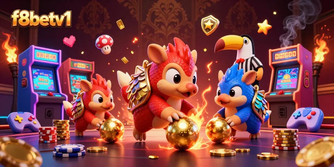 Witness the f8betv1 pangolins competing in a vibrant casino scene filled with excitement.