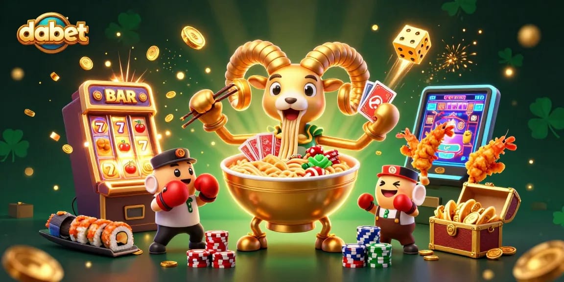 dabet showcases a vibrant 3D casino scene with characters dealing cards and stacking chips, enhancing the gambling experience.