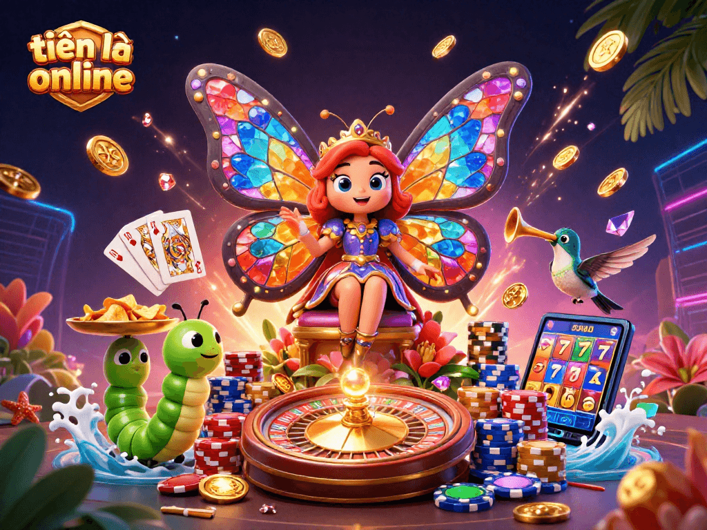 Experience the thrill of tiến lên online with vibrant characters and dynamic casino elements.