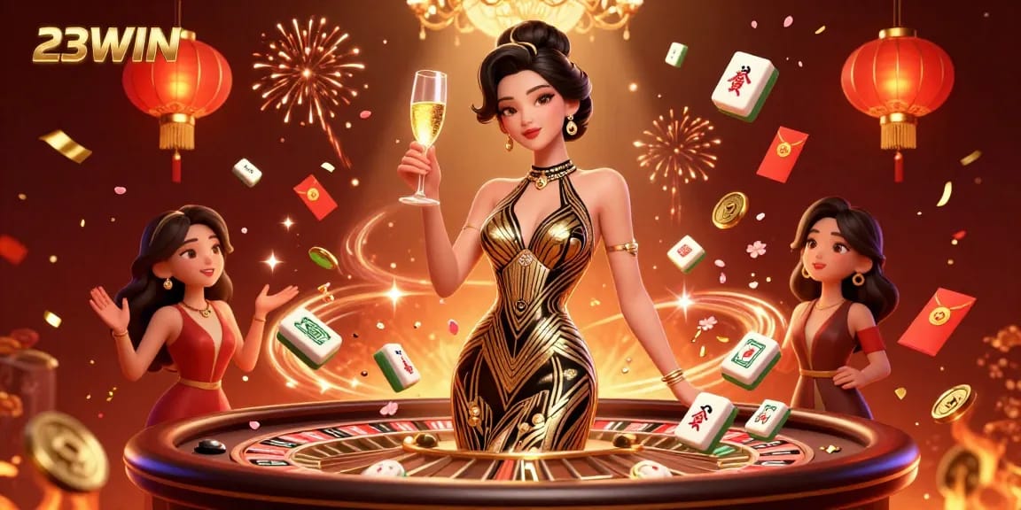 Experience thrilling casino action at 23WIN with elegant interactions and vibrant game elements.