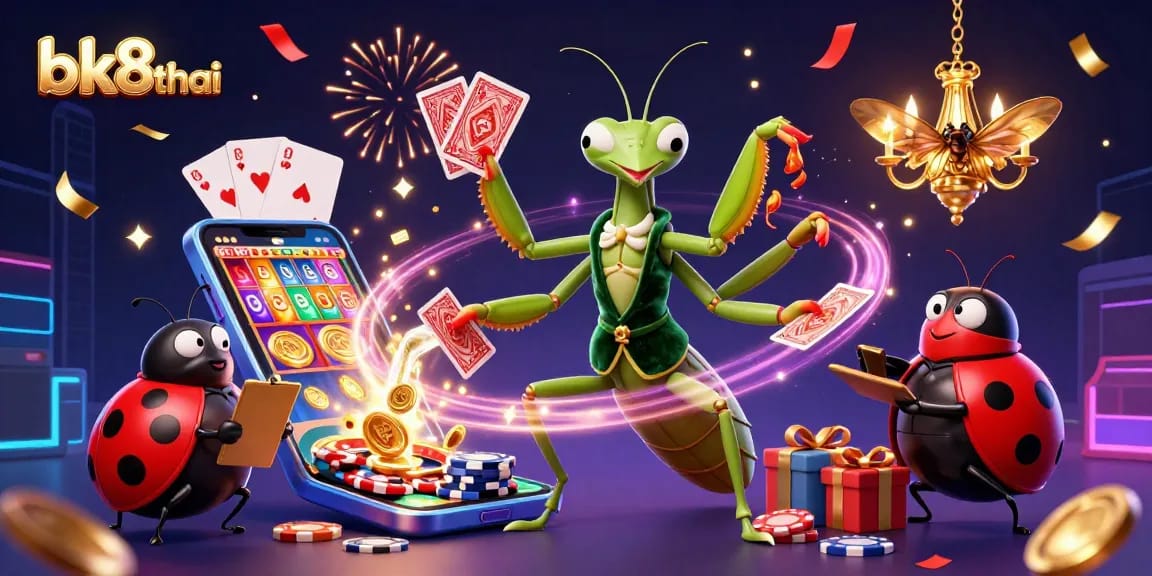 Experience the thrilling world of bk8thai with a vibrant casino-themed 3D illustration.