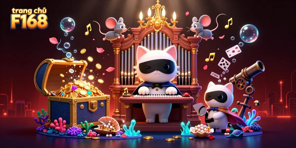 Engage with exciting gameplay on trang chủ F168, surrounded by vibrant casino elements and characters.