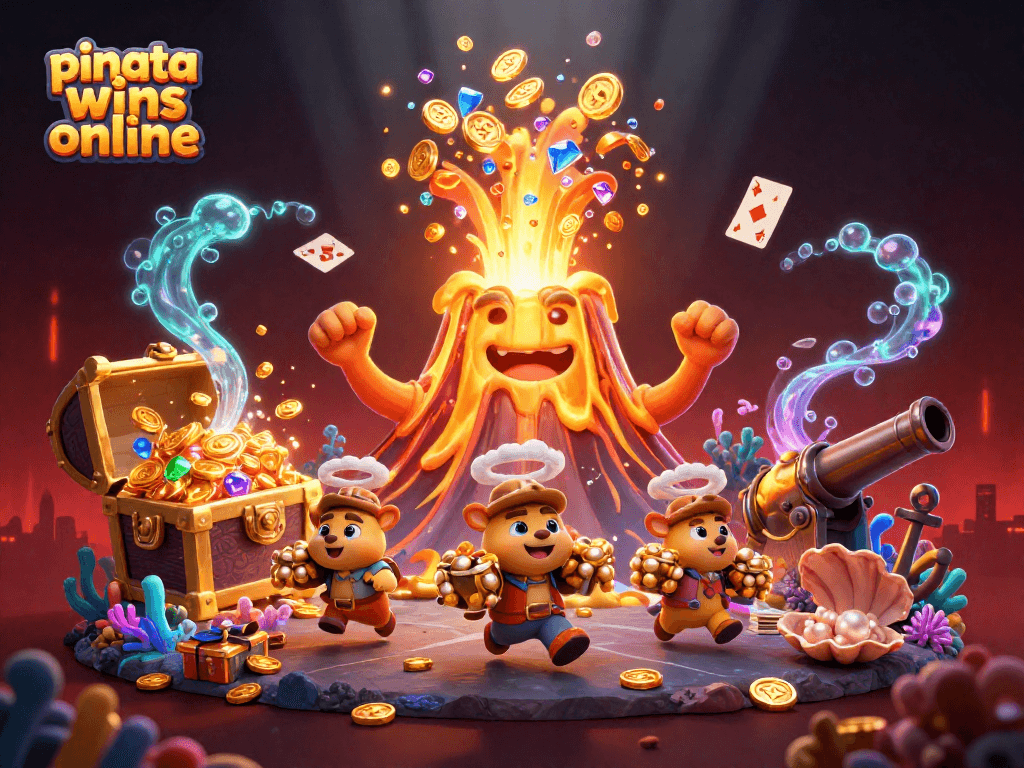 Engage in pinata wins online with a vibrant 3D volcano erupting treasures, unearthing joyful gameplay.