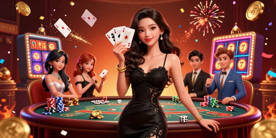 Experience the thrill of tx88 casino gaming with a glamorous Asian woman and dynamic roulette elements.