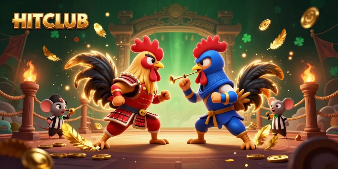 Experience action at HITCLUB with roosters in a dynamic gambling arena, showcasing thrilling competition.