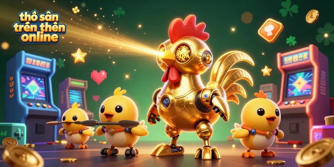 Experience the excitement of thợ săn tiền thưởng online with vibrant 3D characters and retro arcade elements.