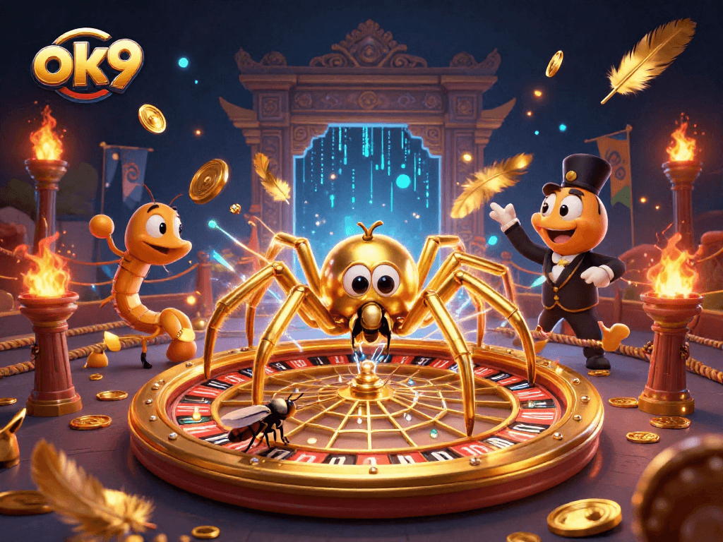 Engage with exhilarating bets at ok9, where a charming spider spins a roulette web.