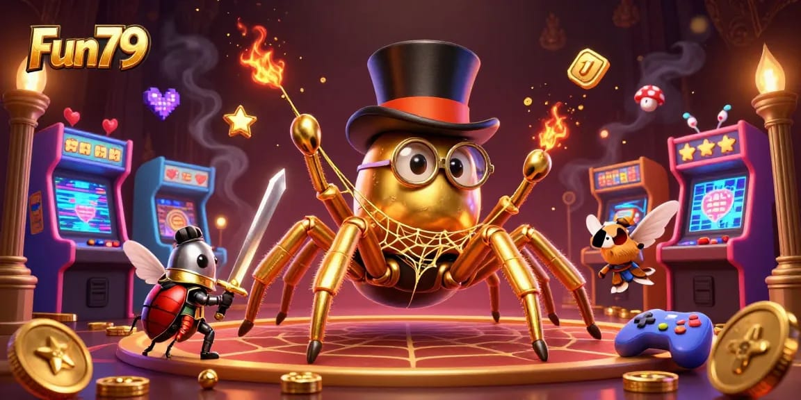 Experience Fun79's exciting games with animated characters and vibrant visuals in a captivating casino scene.