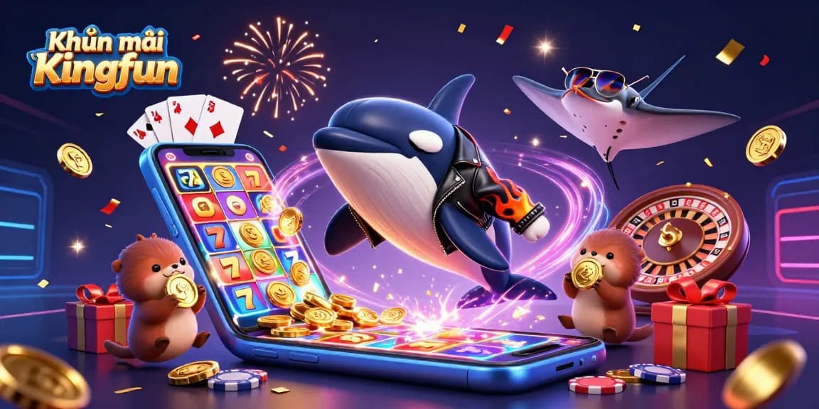 Experience Khuyến mãi Kingfun with exciting games and golden rewards in a spectacular casino scene.
