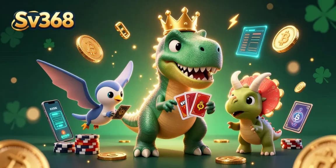 Experience exciting games like Sv368 as you shuffle cards and stack chips in a vibrant digital casino.