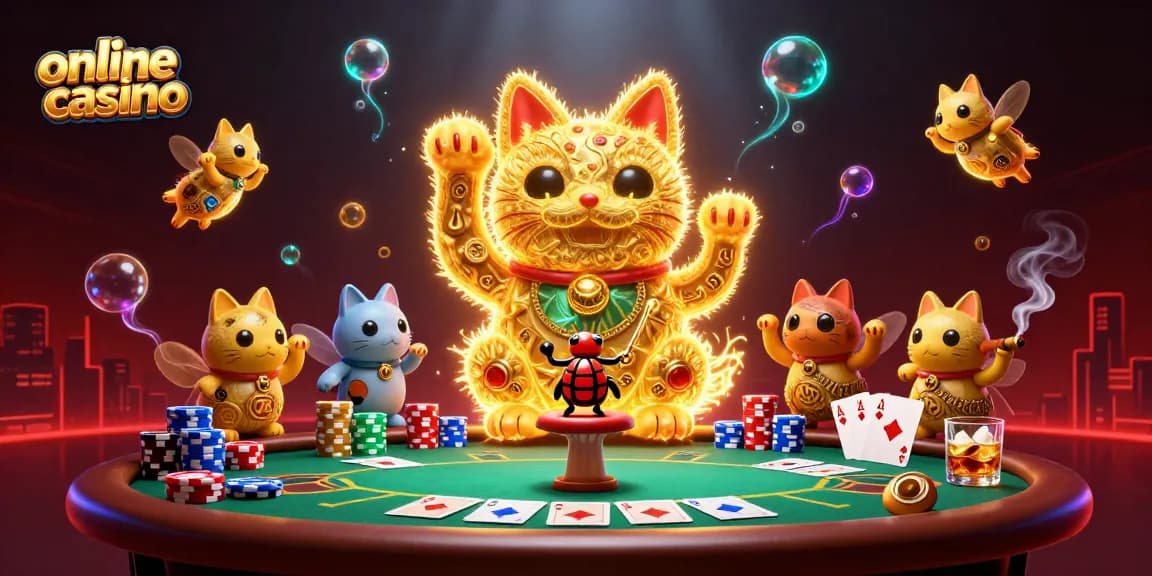 Experience the excitement of an online casino with vibrant 3D illustrations showcasing gameplay and atmosphere.