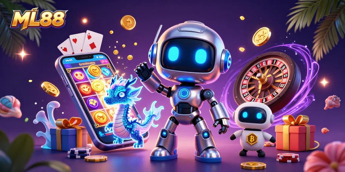 Experience thrilling gameplay at ML88 with vibrant digital characters and casino elements.
