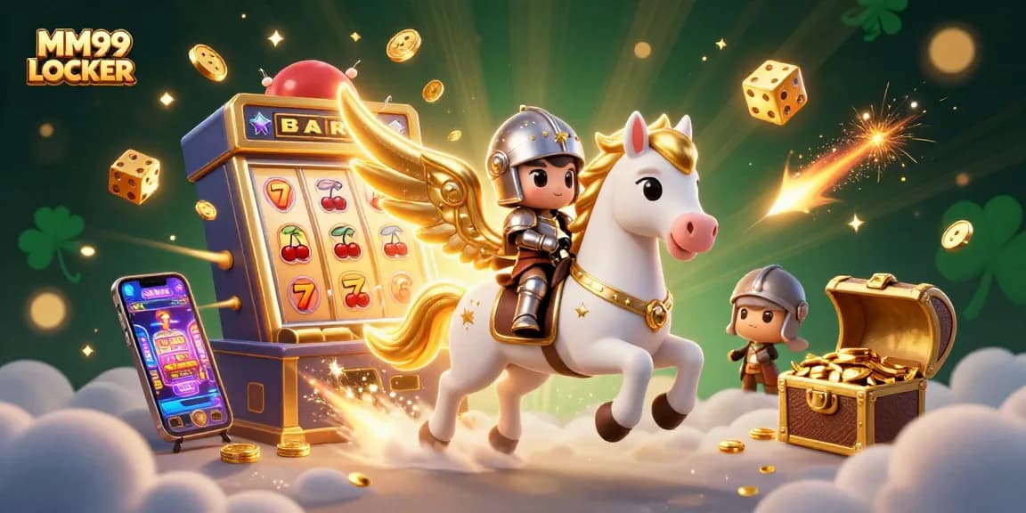 Experience the thrill of MM99 LOCKER with a 3D illustration capturing jackpot excitement and casino gameplay.