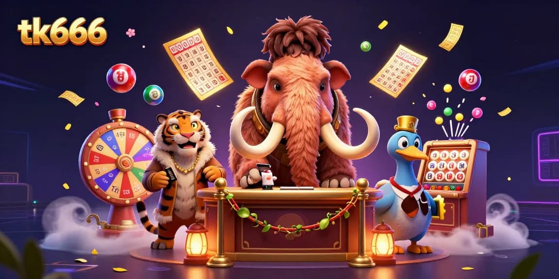 Experience thrilling gaming action at tk666 with a vibrant casino scene featuring dynamic lottery elements.