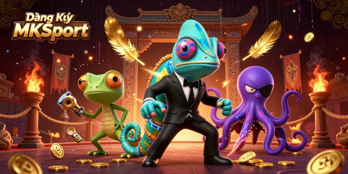 Engage in Đăng Ký MKSport with vibrant characters and dynamic casino elements showcased in a captivating scene.