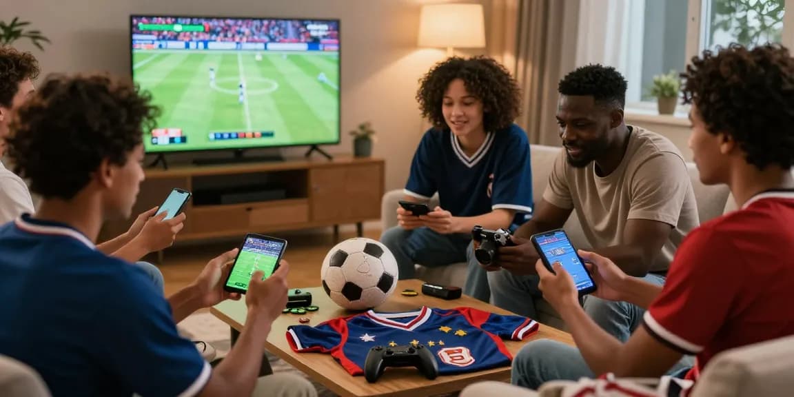 Friends enjoying LUCK8 online betting experience in a cozy home lounge.
