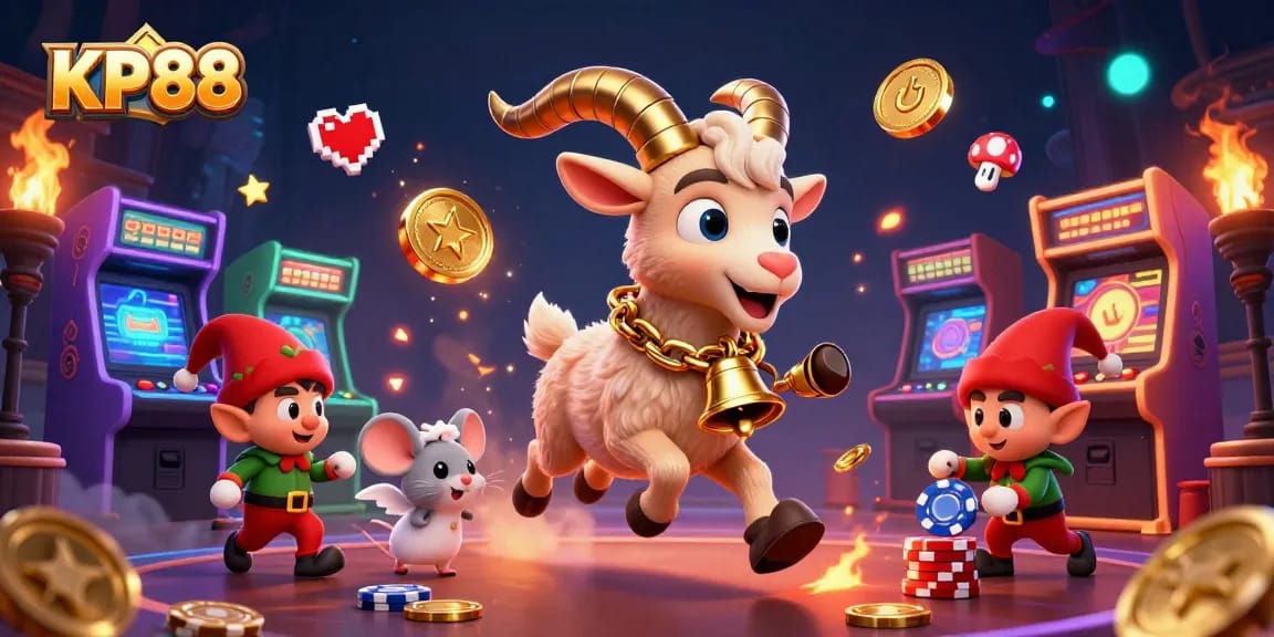 Experience the thrilling action at KP88's lively casino with engaging characters and vivid game elements.