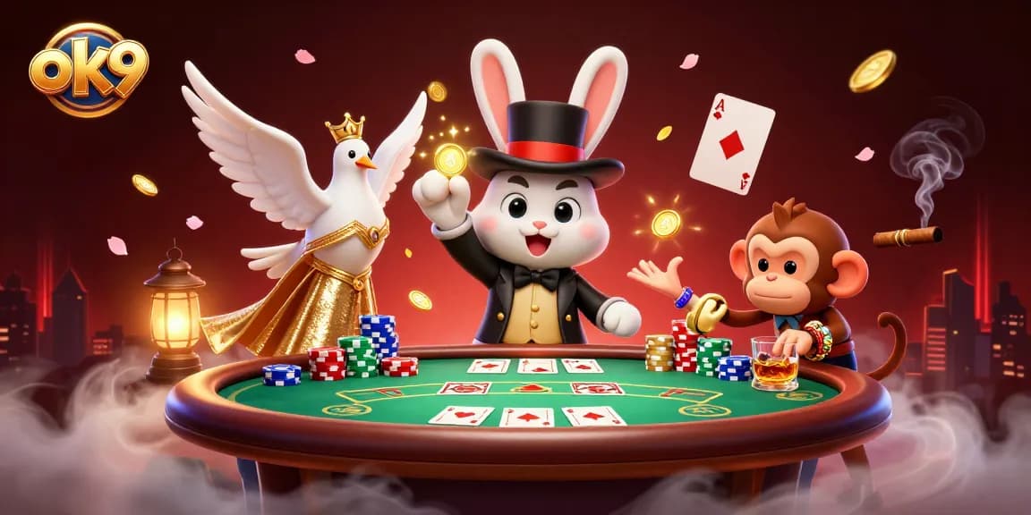 Experience winning moments at ok9 with a vibrant 3D casino scene full of magic and gaming excitement.