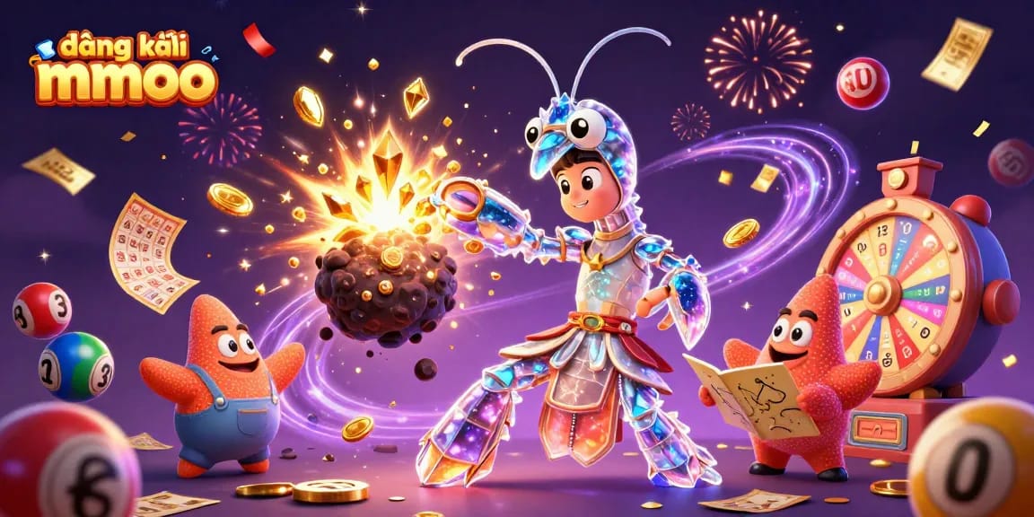 Engage in the exhilarating world of đăng ký mmoo with a vibrant 3D scene of samurai mantis shrimp and treasure-filled action.